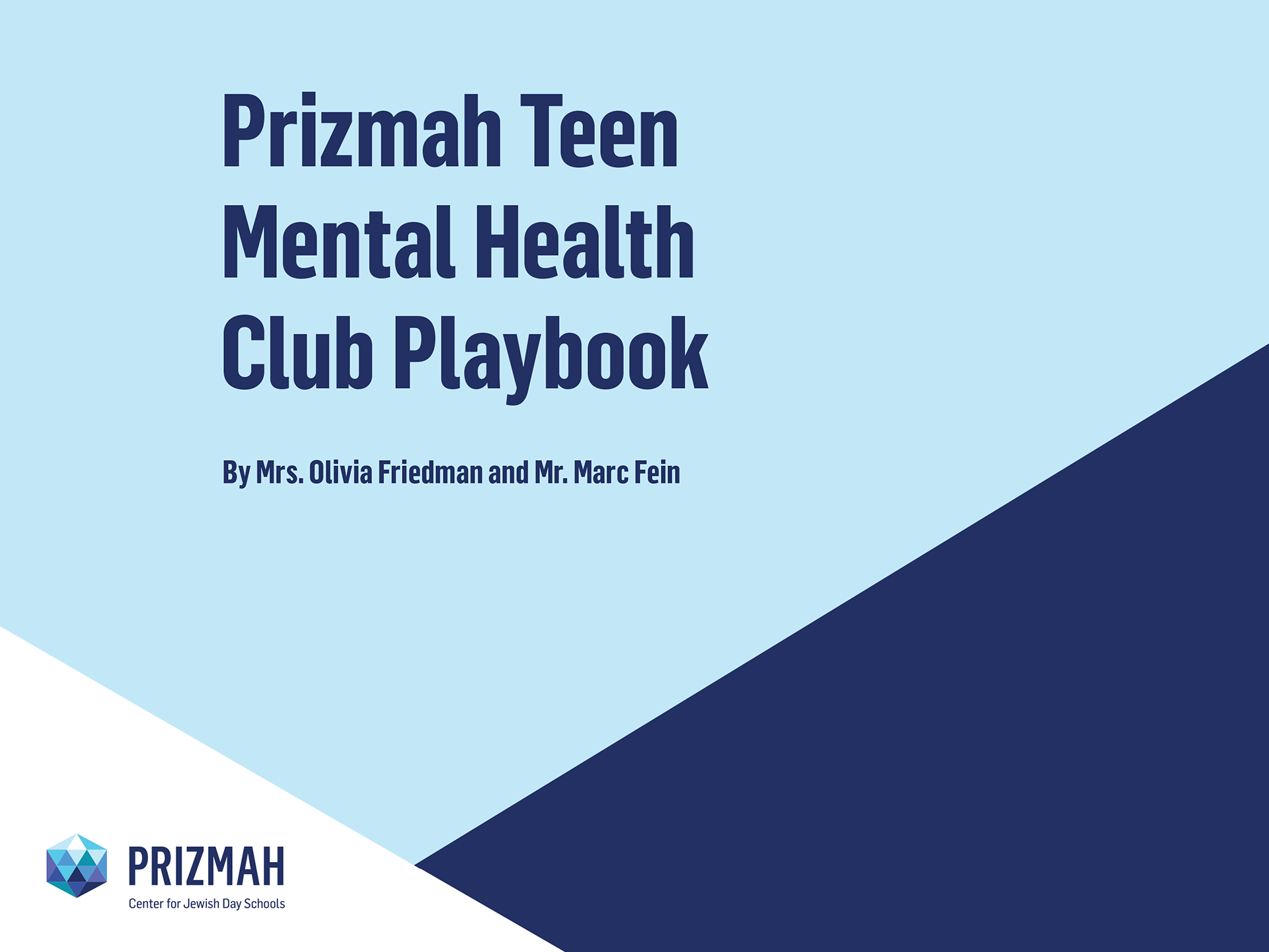 Prizmah Teen Mental Health Club Playbook
